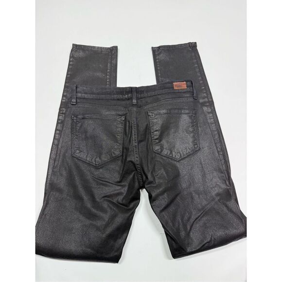 Paige Peg Leg Pandora Black Sheen Coated Jean Size 30 - Picture 12 of 13